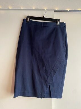 Banana Republic Navy Stretch Pencil Skirt | Front Slit | Size 4